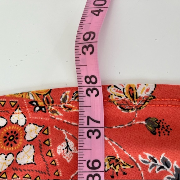 Torrid Orange Floral V Neck Flutter Sleeve Fit & Flare Dress - Picture 12 of 14